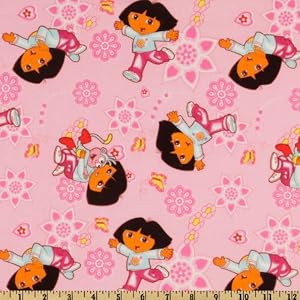 44-Wide-Nickelodeon-Dora-Daydream-Allover-Pink-Fabric-By-The-Yard