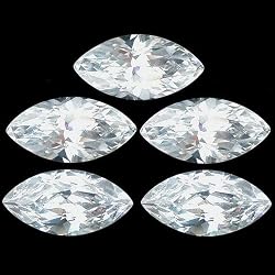 5 White Marquise Cut Faceted Cubic Zirconia CZ 2x4mm