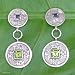 Amethyst and peridot earrings, 'Lucky Coin' 0.8 W 1.8 L