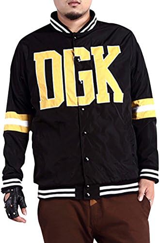 Cyan Men's DGK Casual Botton Up Sports Style Baseball Jacket XL Black