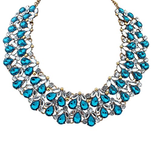 QIYUN.Z Elegant Women's Bling Rhinestone Beaded Chandelier Choker Big Collar Necklace