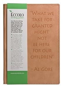 Eco-Friendly Diary Journal, Al Gore Quote on Recycled Leather, Lined, 6 "x 8"
