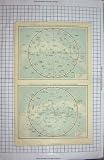 BACON MAP 1894 STAR CONSTELLATIONS ASTRONOMY STARS
