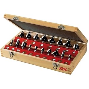 Skil 91018 18-Piece Carbide Router Bit Set in Wooden Storage Case by Skil