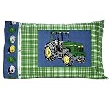 John Deere Farming Green Plaid - Boys Bedding Pillow Case / Pillowcover