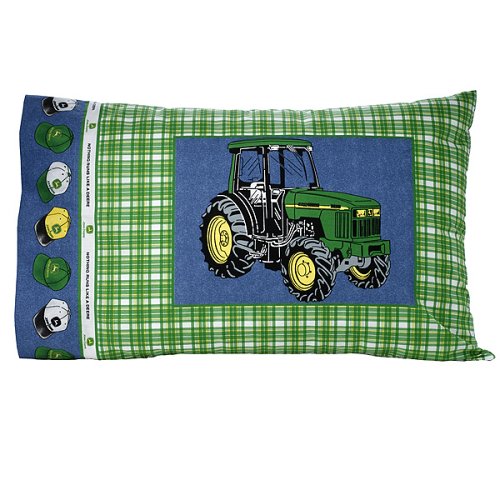 John Deere Farming Green Plaid - Boys Bedding Pillow Case / Pillowcover