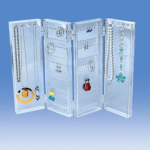 Necklace & 180 Pair Earring Jewelry Clear Standing Organizer