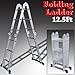 EN131 Std. 12.5Ft Multi Purpose Aluminum Folding Step Ladder Extension Foldable