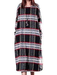 Checkered Print Vintage Raglan Sleeves  Dress