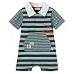 Newborn Boys' Classic Pooh Striped Romper - Laguna Blue