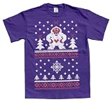 Rocket Factory UGLY CHRISTMAS SWEATER HAPPY YETI DESIGN T-SHIRT PURPLE Medium