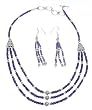 Jewellery Set - Fashion Necklace and Earrings in Silver & Amethyst Gemstone (gnklcs333)