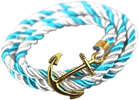 Hallery Alloy Diamond DIY Twining Weave Gilded Anchors Leather Bracelets(No.8)