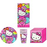 New Sanrio Hello Kitty Rainbow Birthday Party Supplies Pack Bundle Kit Including Plates, Cups, Napkins and Tablecover - 8 Guests
