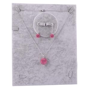 Kadima Swarovski Elements Crystal Disco Ball Rose Pendant Necklace & Stud Dangle Earrings Jewelry Set,Include Chain 18 Inches,Earring:8mm Ball,Pendant:12mm Ball