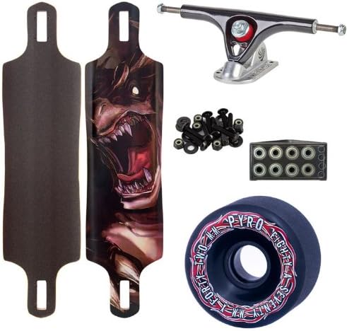 Woodstock Landlord 40" Drop Through Longboard Complete with Paris Black/Raw Trucks Abec 9 Bearings and Pyro Wheels