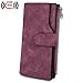 UTO RFID Wallet for Women PU Matte Leather Blocking Tech Wallet Card Holder Organizer Girls Small Cute Coin Purse with Snap Closure Purple