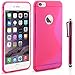iPhone 6 Plus Case - LK S Shape Slim TPU Gel Rubber Soft Skin Silicone Case Cover for iPhone 6 Plus (5.5inch) + Stylus Pen (TPU - Hot Pink)