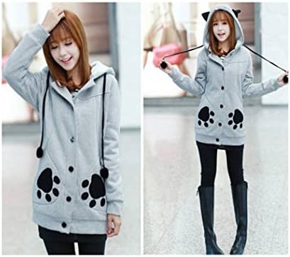 Meimush Lovely Girl Bunny Ear Jacket (XXL, Gray)