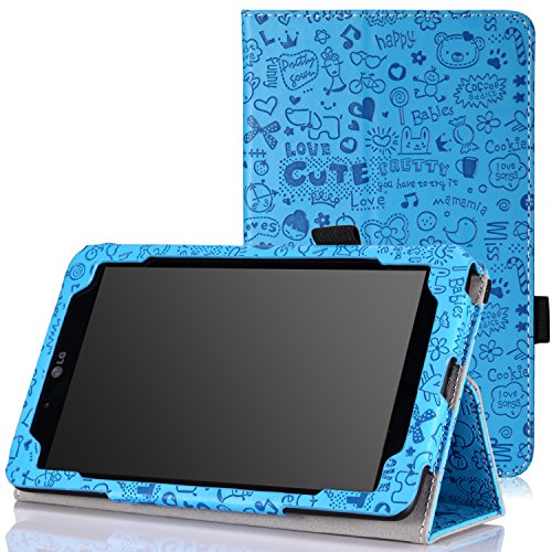 MoKo LG G Pad 7.0 Case - Slim Folding Cover Case for LG G Pad V400 / V410 (LTE) / VK410 / UK410 / LK430 (G Pad F7.0) 7-Inch Android Tablet, Cutie Charm BLUE (With Smart Cover Auto Wake / Sleep)