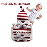 Produkt-Bild: Trend Mama Personalisierbar Windeltorte Rot Stripes "Mum", 3-6 Monat