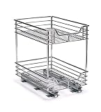 Household Essentials C21275 Two-Tier Sliding Cabinet Organizer, Chrome