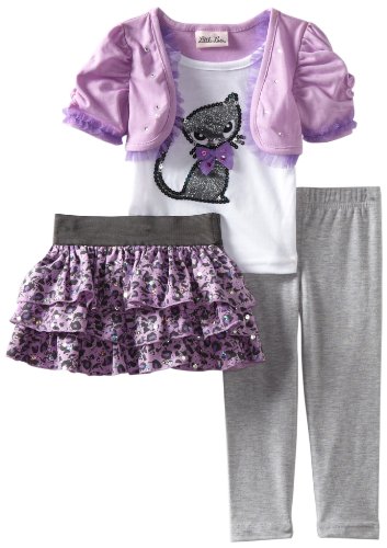 Little Lass Baby-Girls Infant 3 Piece Cat Print Skirt Set