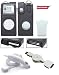 Black Leather Case for Apple Ipod Nano + White Car Charger for Apple Ipod Nano + Data Cable for Apple Ipod Nano