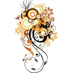 Pema Wandtattoo bunt farbig MF211 Tribal Ranke Pflanze Blume Retro 40 x 24 cm