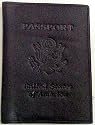 Black Leather USA Embossed Passport Holder Cover