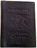 Black Leather USA Embossed Passport Holder Cover