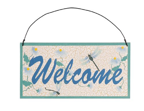 Sunset Vista Designs Garden Essentials Whispering Wings Dragonfly Welcome Sign, 8-1/4-Inch Long