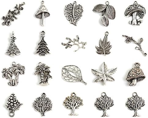 YARUIE 20x Bulk Mixed Plants Antique Bronze Tone Charm Pendants For Bracelet Making