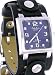 Philip Persio Leather Biker Cuff Men Blue Dial Square Watch