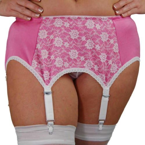 Nancies Womens Garter Belt with White Lace (S) Pink