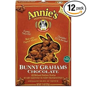 Annie's Homegrown Bunny Grahams, Chocolate, 7.5-Ounce Boxes (Pack of 12)