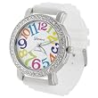 Geneva Women's Platnium Large Round Face Silicone Watch