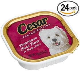 Cesar Canine Cuisine Porterhouse Steak Flavor in Meaty Juices for Small Dogs, 3.5-Ounce Trays (Pack of 24)