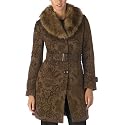 Tapestry Belted Coat with Faux Fur Collar