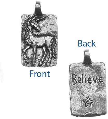 Green Girl Studios Pendant, 31mm Believe Unicorn, 1 Piece, Pewter