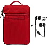 Red Durable Nylon Protective Carrying Cover Sleeve Case For Pandigital Novel 7" Color Multimedia eReader + Black Clear High Quality HD Noise Filter Ear buds Earphones Headphones with a MIC ( 3.5mm Jack )