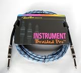Pro Guitar Lead 10' (3m) Blue Braided Noiseless - 1/4 (6.35mm) Straight Jack to Straight Jack