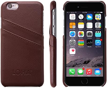 iPhone 6s+ Plus Card Case, Genuine Leather Wallet Case, Business Style, Slim Fit, Executive Snap On Cover with Two Slots To Hold Cards and Cash in Vintage Brown (5.5 inch)