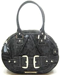 Guess Ofelia Large Snakeskin Satchel in Black (GUESS HANDBAGS, PURSES, BAGS)