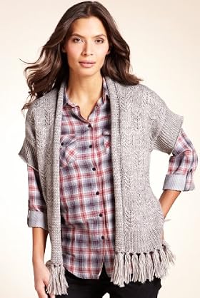 Chunky Knit Fringe Waistcoat With Wool