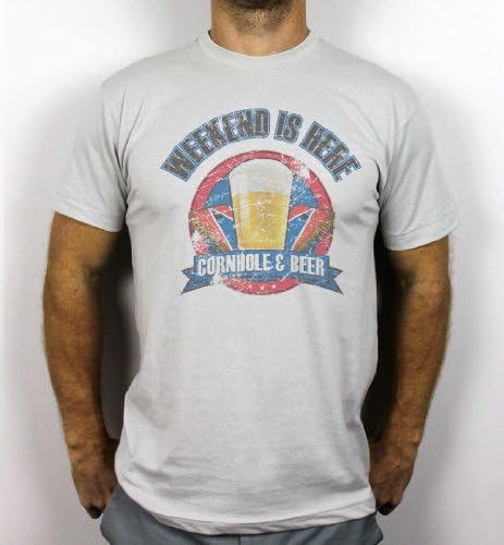 Weekend is Here Cornhole T-Shirt (Gray, 2XL)