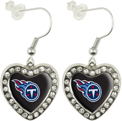 NFL Tennessee Titans Crystal Heart Earrings with Team Logo