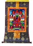 Bhaisajyaguru, Medicine Buddha Tibetan Buddhist Handmade Brocade Thangka