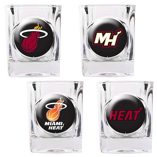 NBA Miami Heat Four Piece Square Shot Glass Set (Individual Logos)