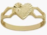 10 Karat Yellow Gold Diamond Heart Baby Ring
